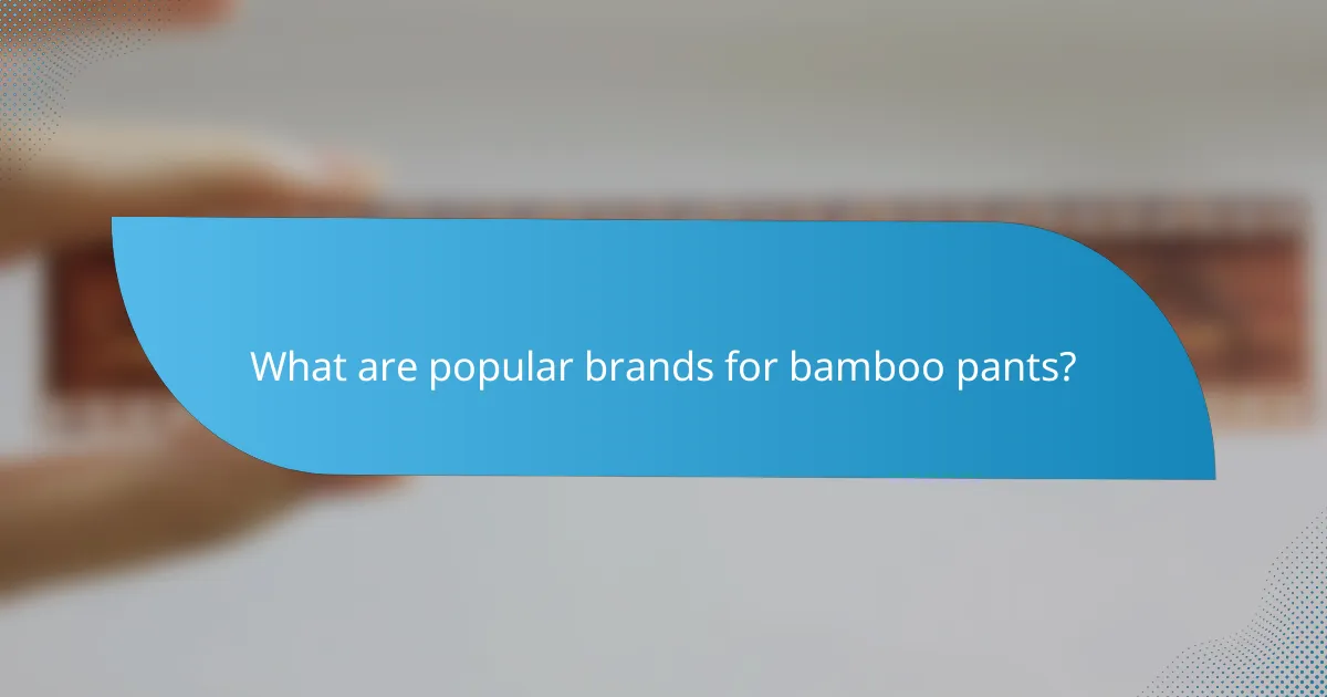 What are popular brands for bamboo pants?